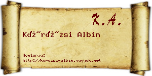 Körözsi Albin névjegykártya
